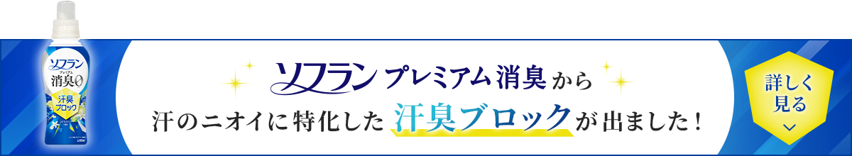 ソフランプレミアム消臭から汗のニオイに特化した汗臭ブロックが出ました！ 詳しく見る